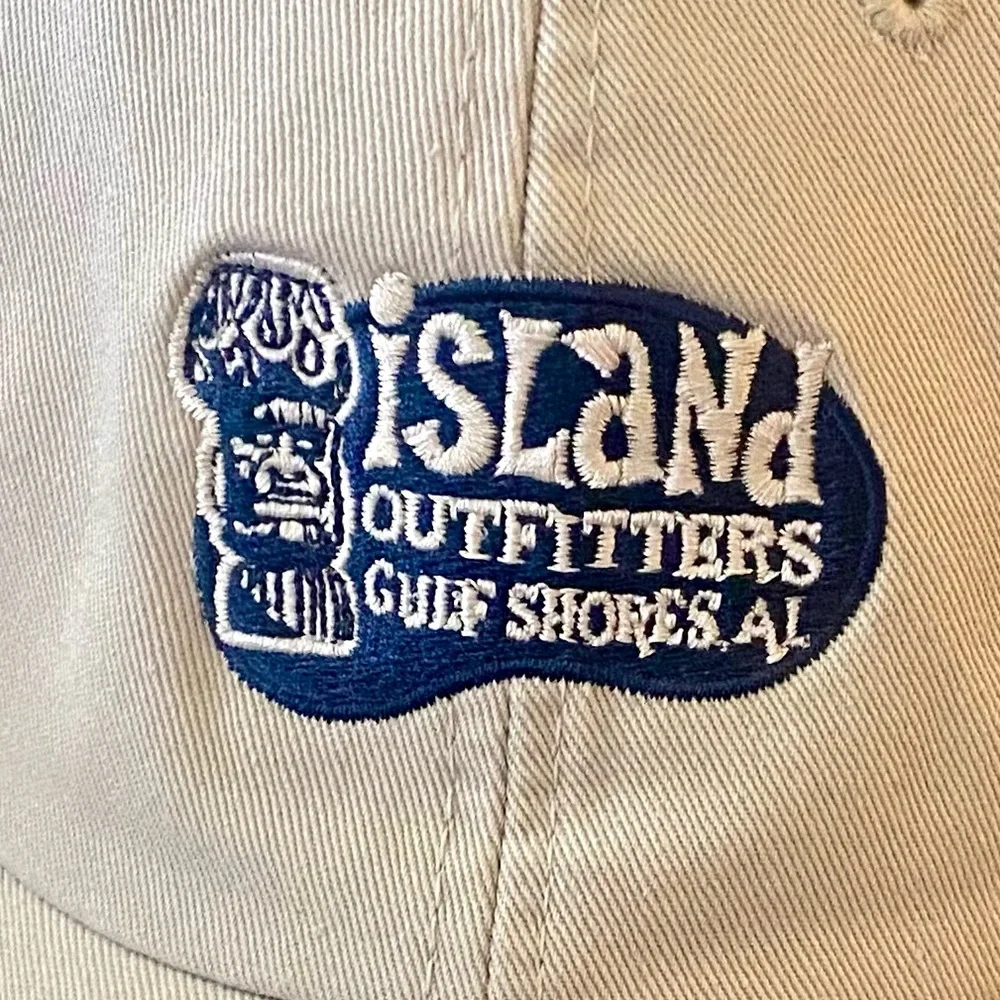 Vintage Alabama Dad Hat Gulf Shores Beach Island Outfitters Unisex Tan Blue Cap